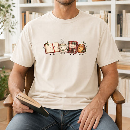 Christmas Cozy Club Printed T-Shirt | Christmas Gift Natural