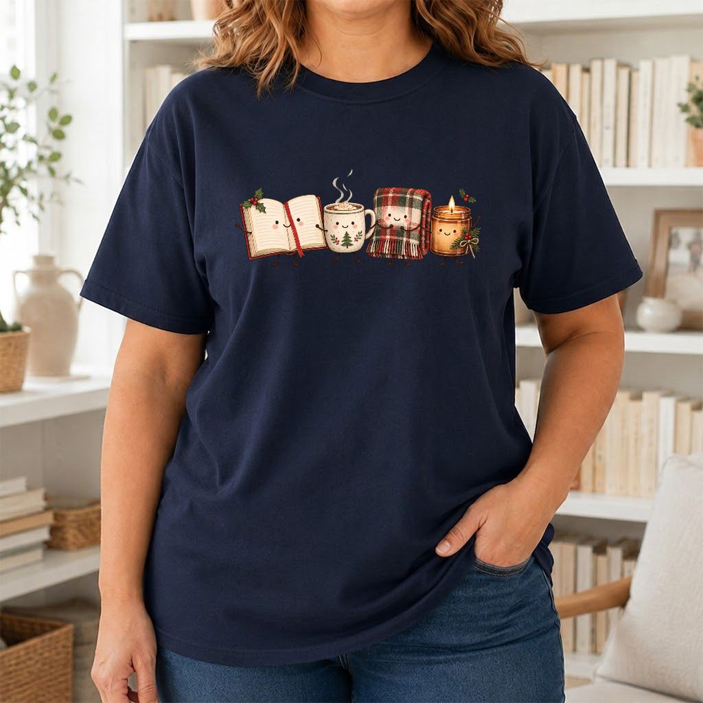 Christmas Cozy Club Printed T-Shirt | Christmas Gift Navy