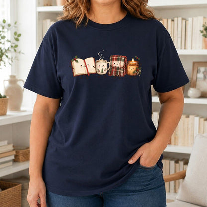 Christmas Cozy Club Printed T-Shirt | Christmas Gift Navy
