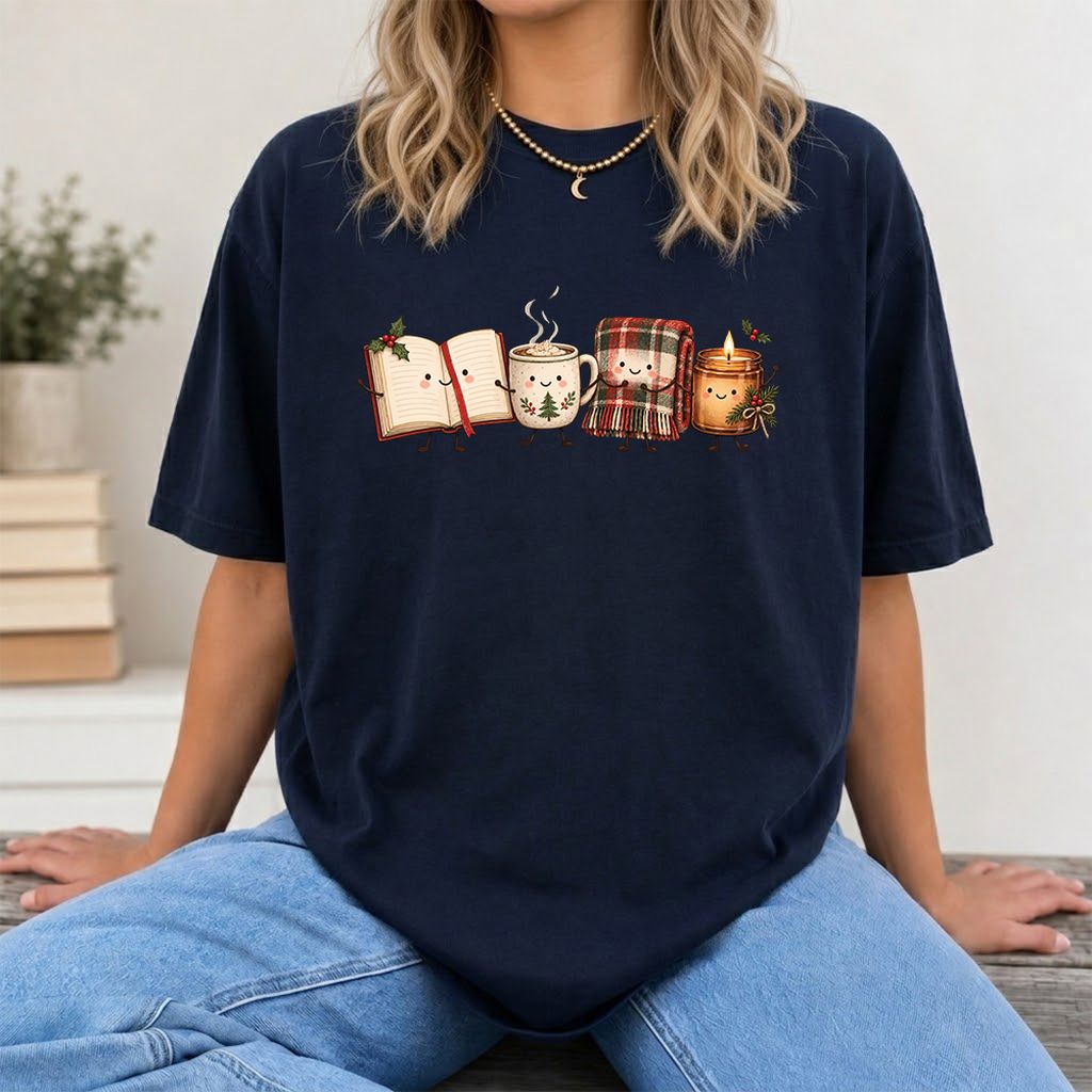 Christmas Cozy Club Printed T-Shirt | Christmas Gift Navy