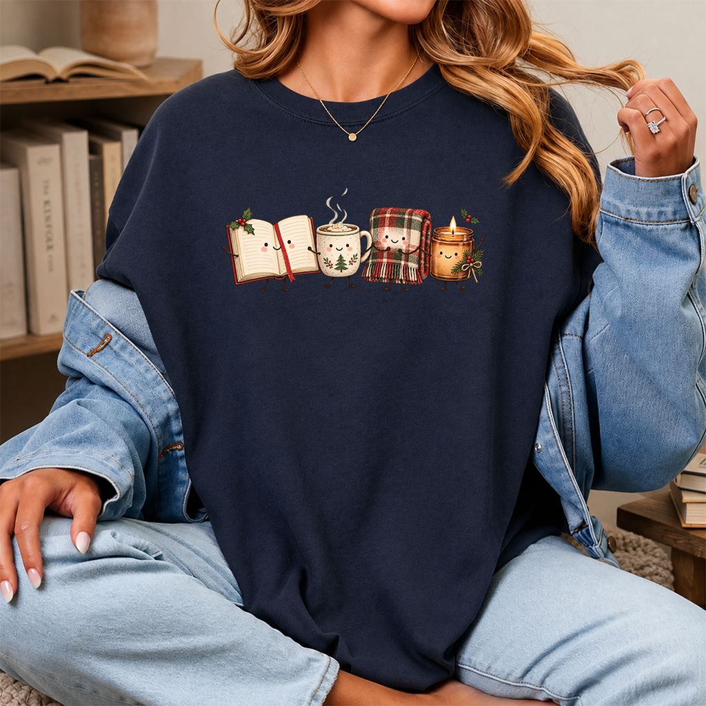 Christmas Cozy Club Printed T-Shirt | Christmas Gift Navy