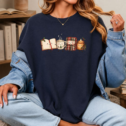 Christmas Cozy Club Printed T-Shirt | Christmas Gift Navy