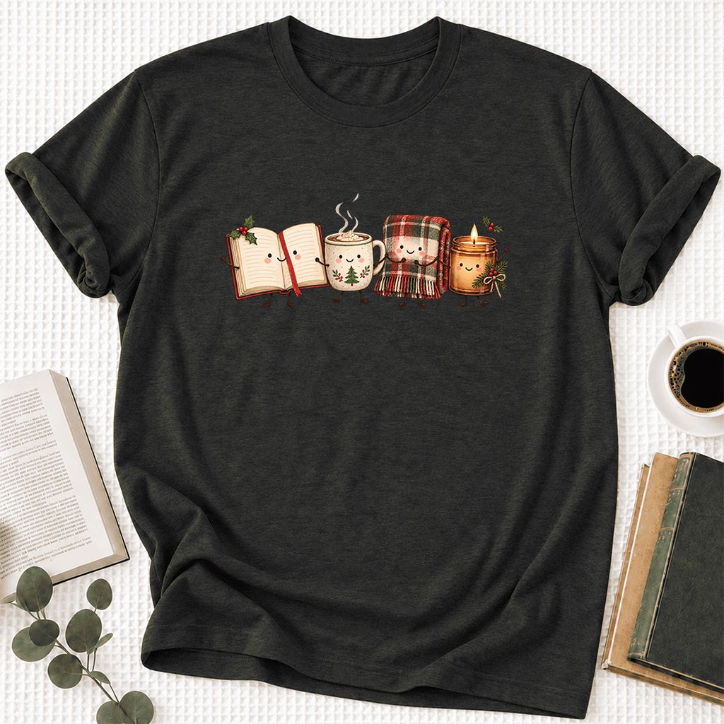 Christmas Cozy Club Ultra-Soft Cotton T-Shirt | Christmas Gift Black Heather