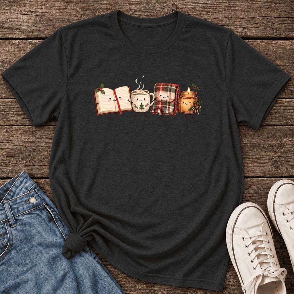Christmas Cozy Club Ultra-Soft Cotton T-Shirt | Christmas Gift Black Heather