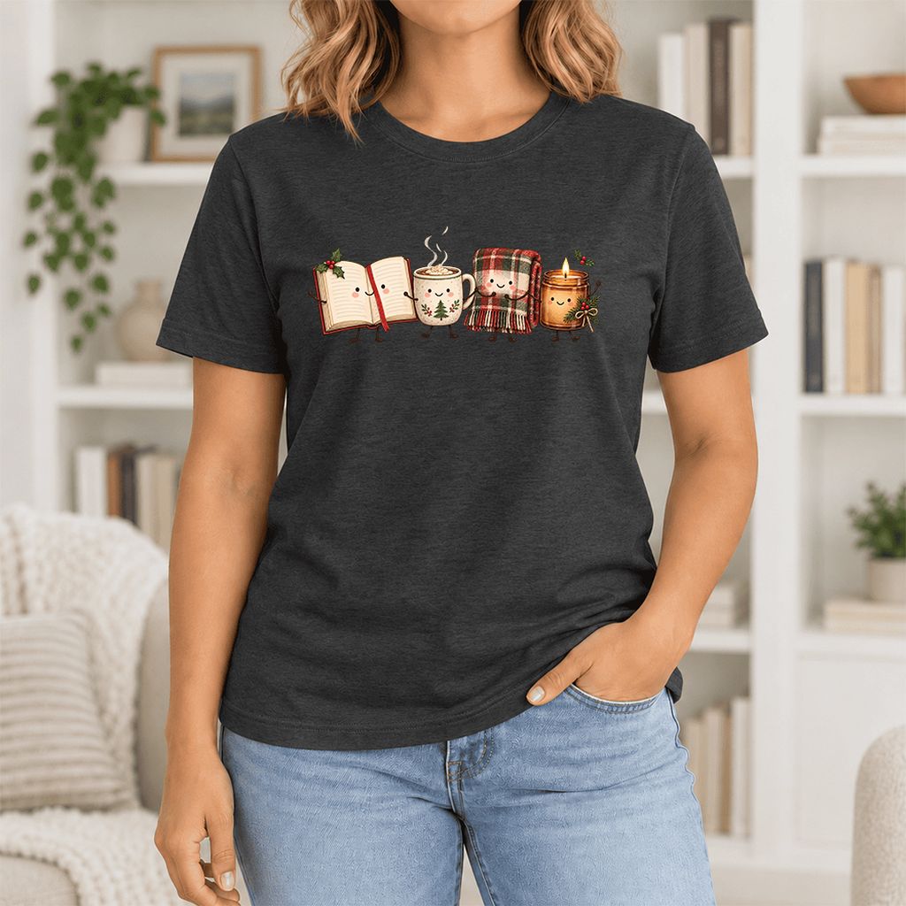 Christmas Cozy Club Ultra-Soft Cotton T-Shirt | Christmas Gift Black Heather