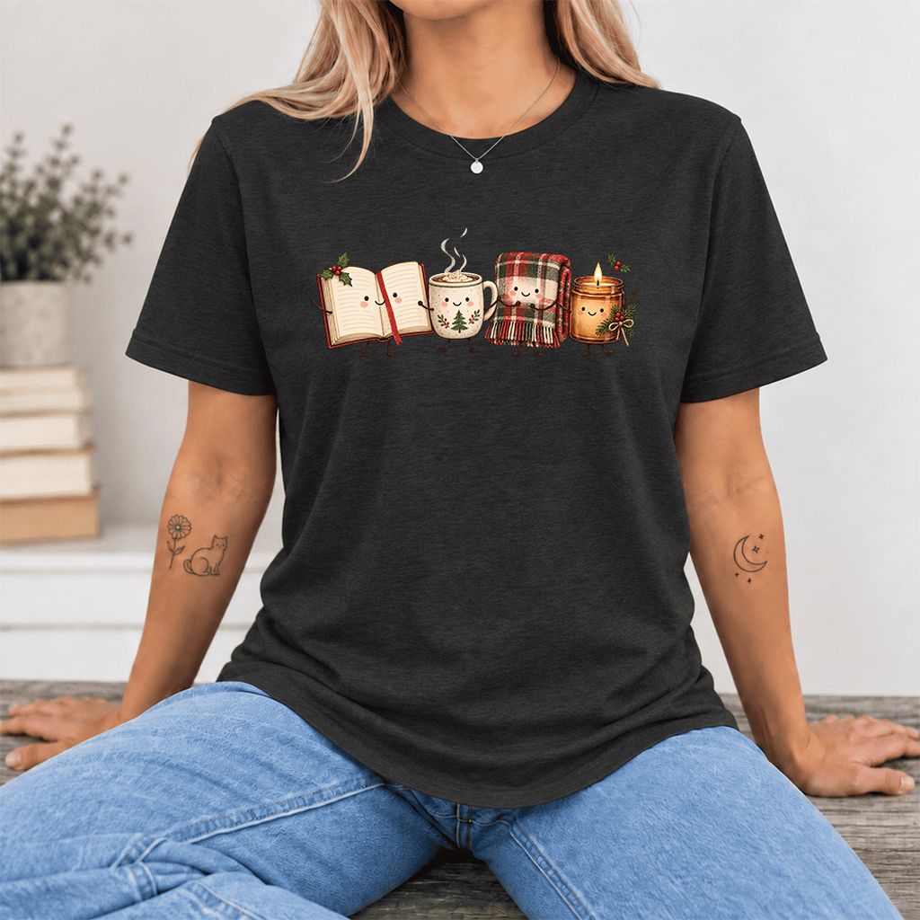 Christmas Cozy Club Ultra-Soft Cotton T-Shirt | Christmas Gift Black Heather