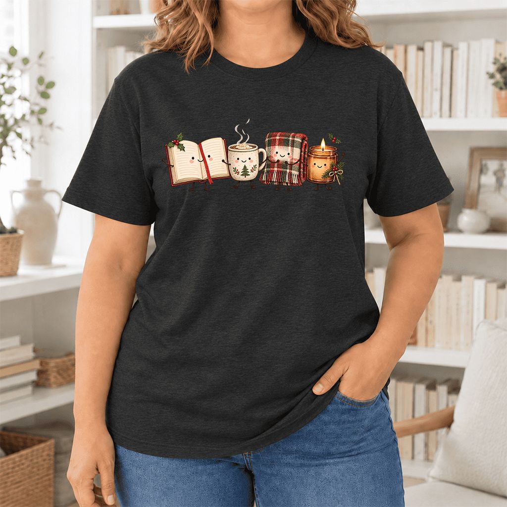Christmas Cozy Club Ultra-Soft Cotton T-Shirt | Christmas Gift Black Heather