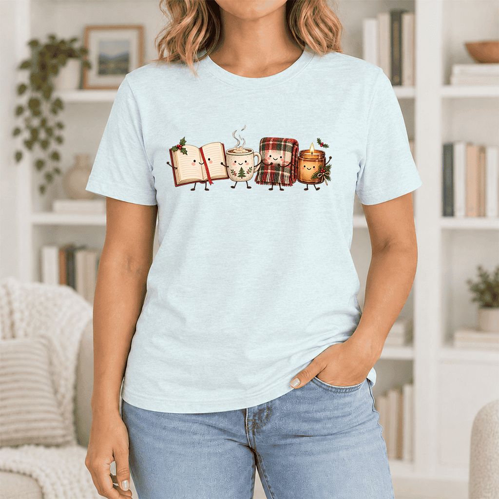 Christmas Cozy Club Ultra-Soft Cotton T-Shirt | Christmas Gift Heather Ice Blue