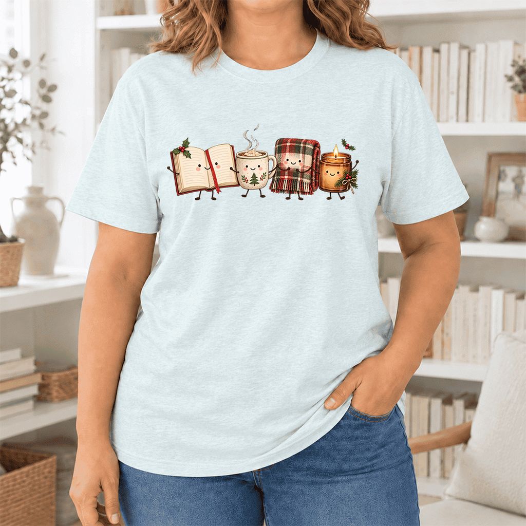 Christmas Cozy Club Ultra-Soft Cotton T-Shirt | Christmas Gift Heather Ice Blue