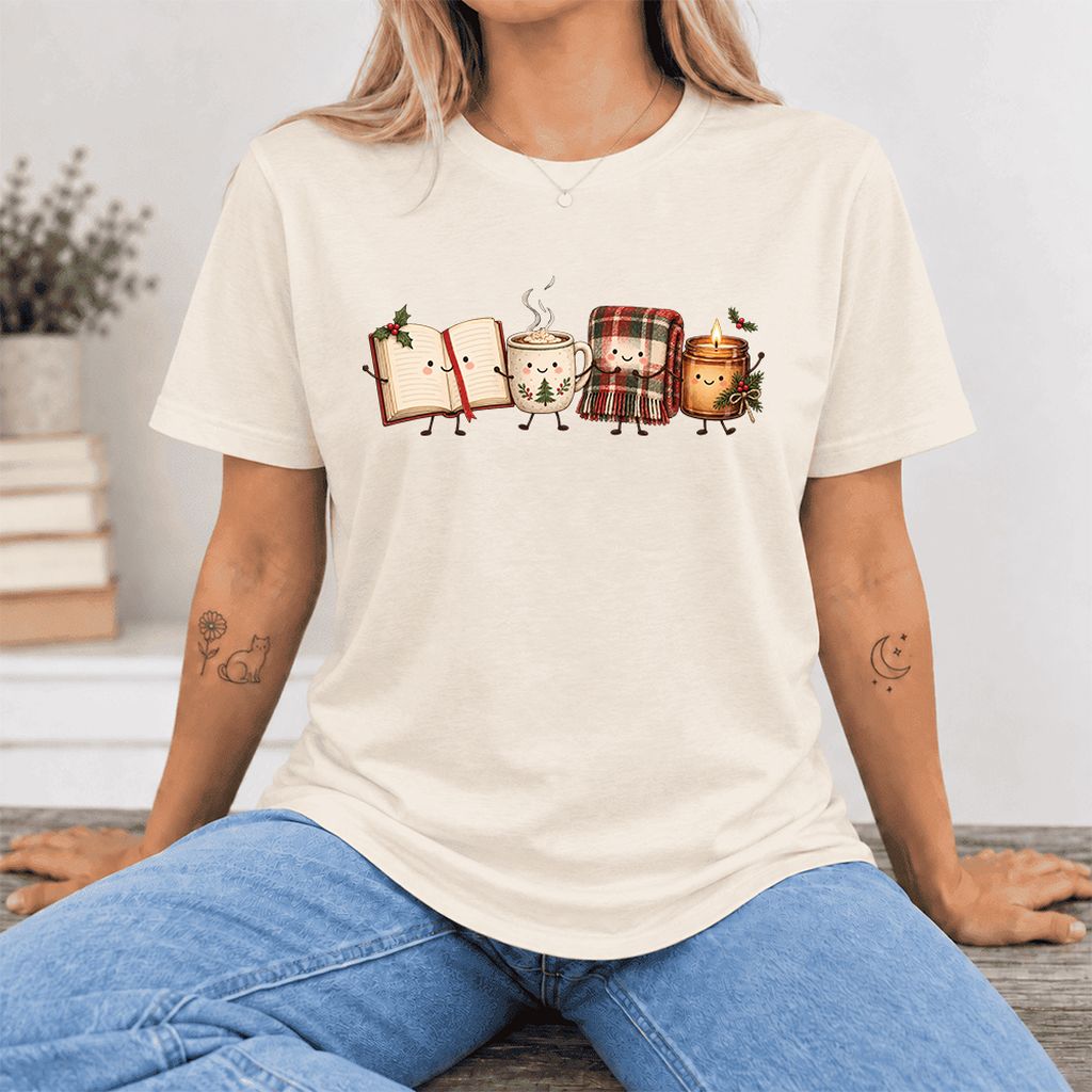 Christmas Cozy Club Ultra-Soft Cotton T-Shirt | Christmas Gift Natural