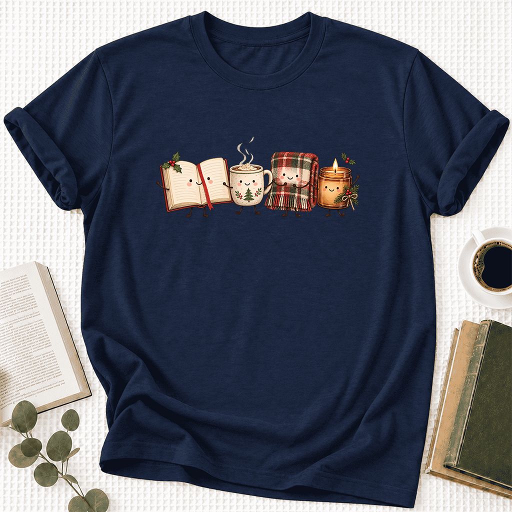 Christmas Cozy Club Ultra-Soft Cotton T-Shirt | Christmas Gift Navy