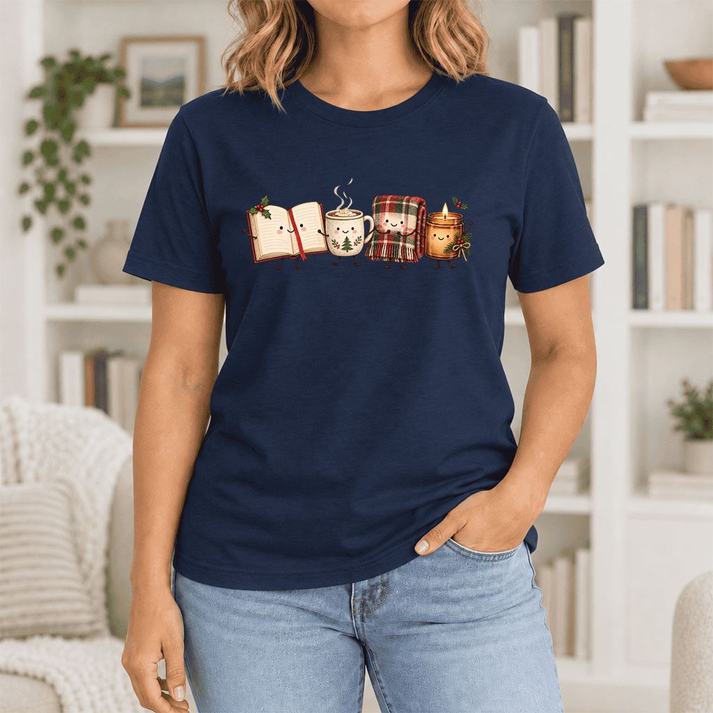 Christmas Cozy Club Ultra-Soft Cotton T-Shirt | Christmas Gift Navy