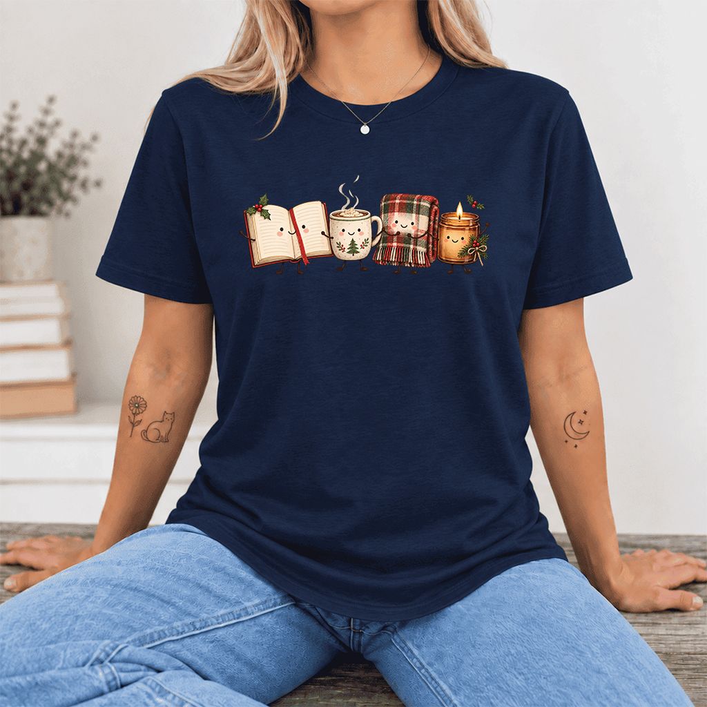 Christmas Cozy Club Ultra-Soft Cotton T-Shirt | Christmas Gift Navy