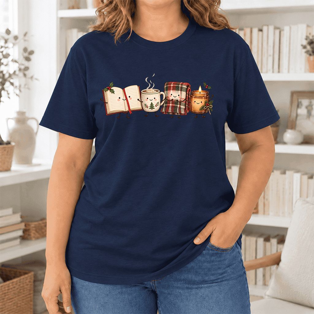 Christmas Cozy Club Ultra-Soft Cotton T-Shirt | Christmas Gift Navy