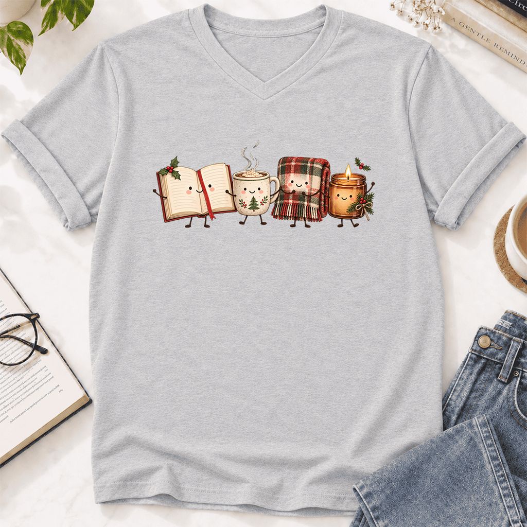 Christmas Cozy Club Ultra-Soft V-Neck | Christmas Gift Ash