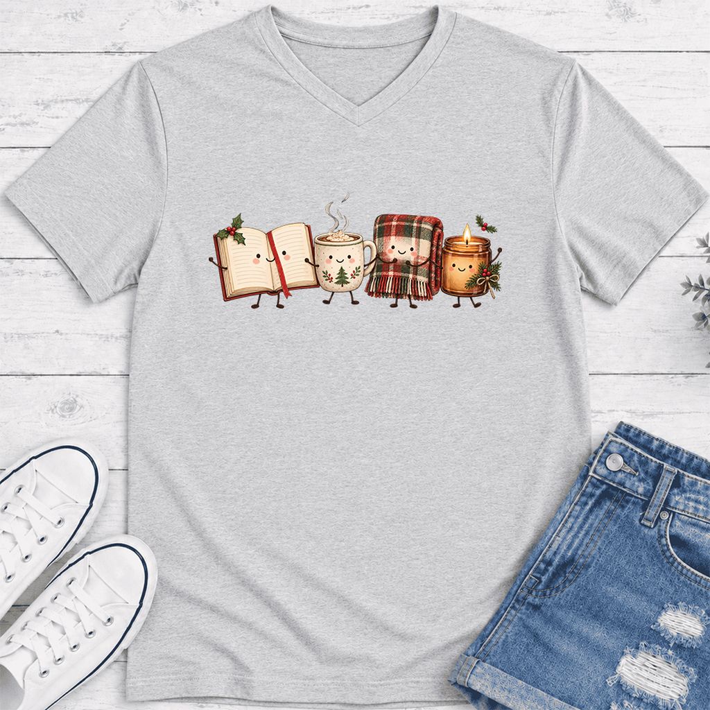 Christmas Cozy Club Ultra-Soft V-Neck | Christmas Gift Ash