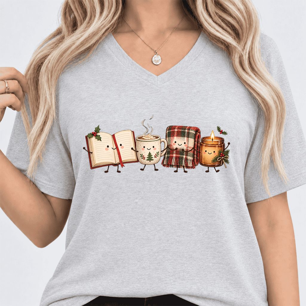 Christmas Cozy Club Ultra-Soft V-Neck | Christmas Gift Ash