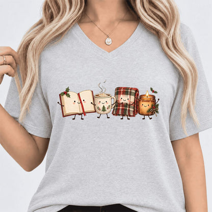 Christmas Cozy Club Ultra-Soft V-Neck | Christmas Gift Ash