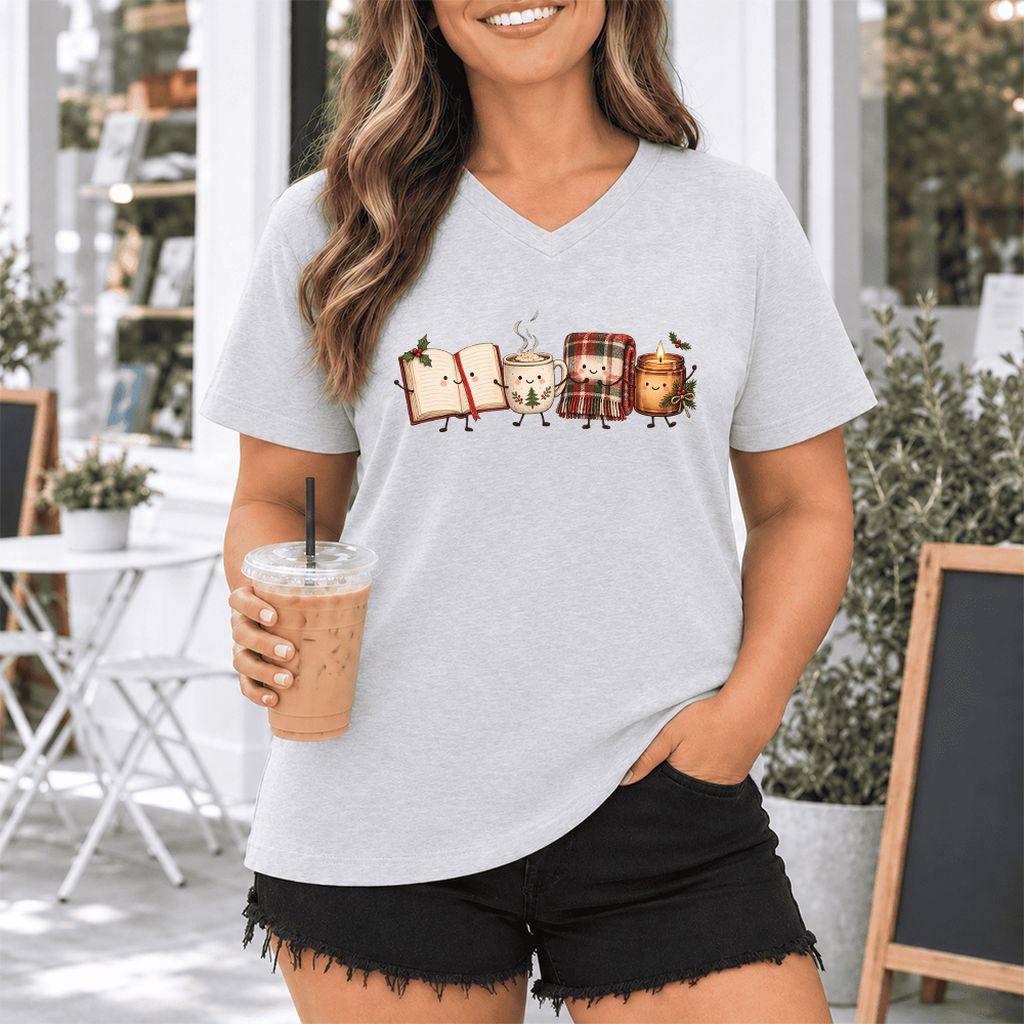 Christmas Cozy Club Ultra-Soft V-Neck | Christmas Gift Ash