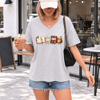 Christmas Cozy Club Ultra-Soft V-Neck | Christmas Gift Ash