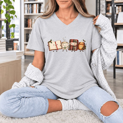 Christmas Cozy Club Ultra-Soft V-Neck | Christmas Gift Ash