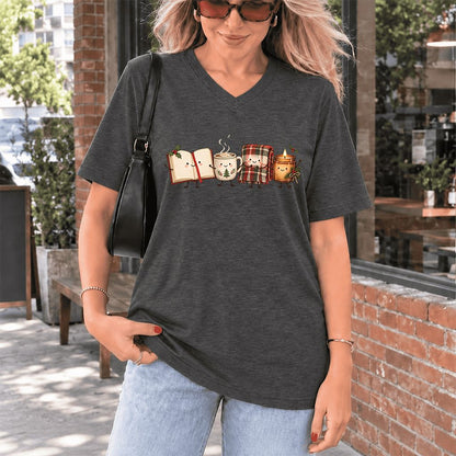 Christmas Cozy Club Ultra-Soft V-Neck | Christmas Gift Dark Grey Heather