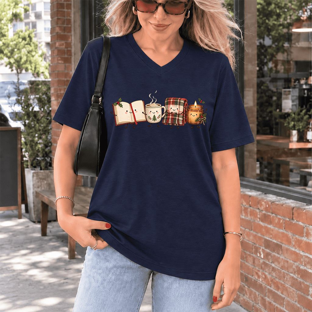 Christmas Cozy Club Ultra-Soft V-Neck | Christmas Gift Navy