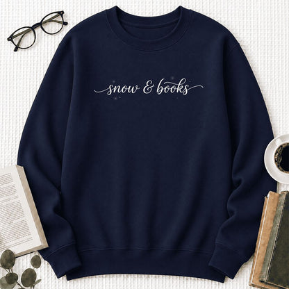 Snow & Books Printed Sweatshirt | Christmas Reader Gift Navy