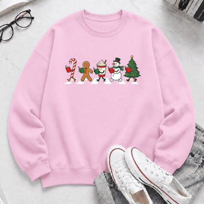 Christmas Reading Parade Printed Sweatshirt | Christmas Reader Gift Light Pink