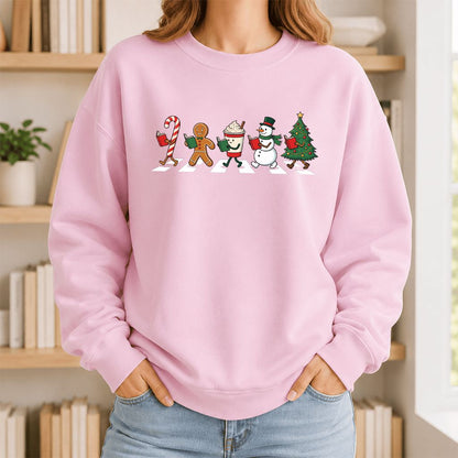 Christmas Reading Parade Printed Sweatshirt | Christmas Reader Gift Light Pink