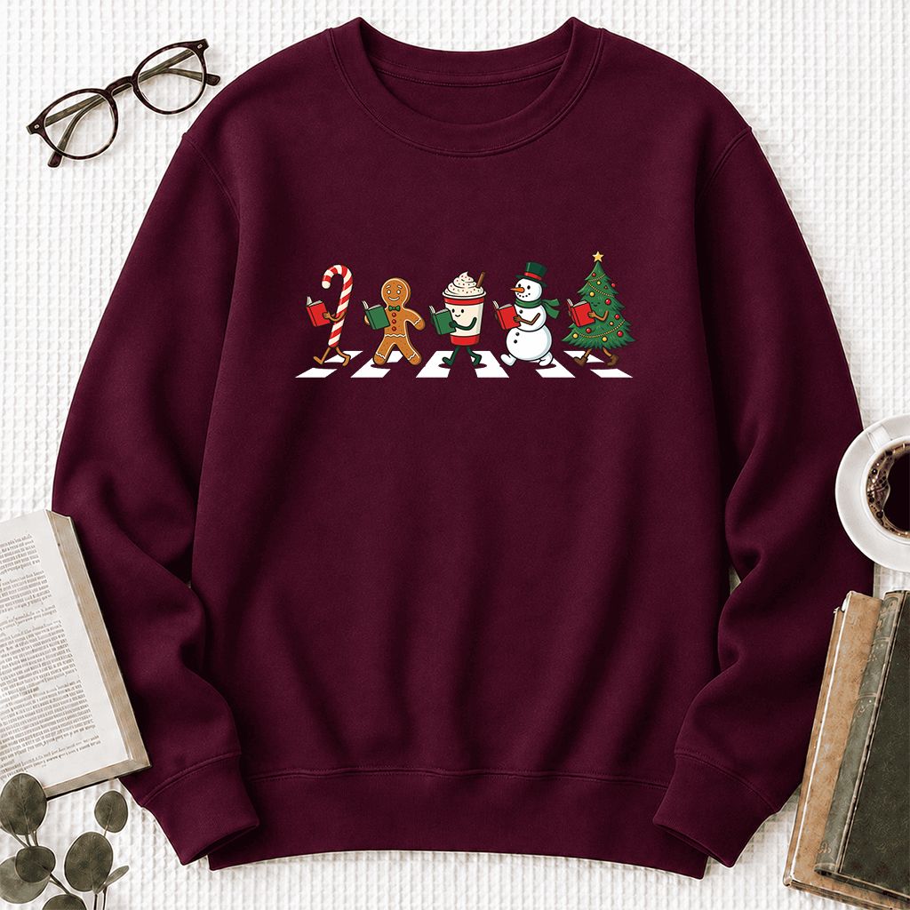 Christmas Reading Parade Printed Sweatshirt | Christmas Reader Gift Maroon