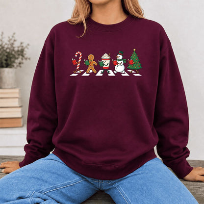 Christmas Reading Parade Printed Sweatshirt | Christmas Reader Gift Maroon