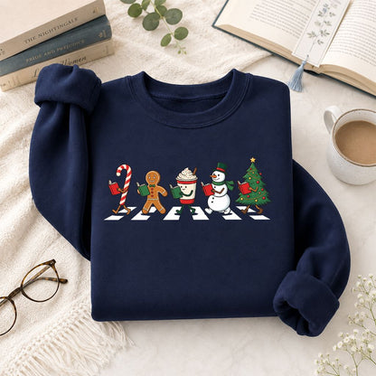 Christmas Reading Parade Printed Sweatshirt | Christmas Reader Gift Navy