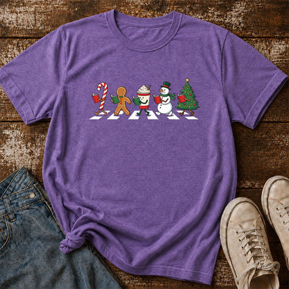 Christmas Reading Parade Printed T-Shirt | Christmas Reader Gift Heather Purple