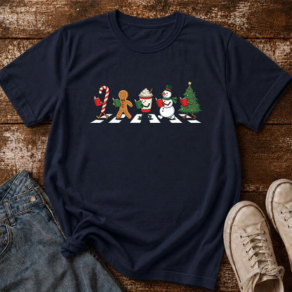 Christmas Reading Parade Printed T-Shirt | Christmas Reader Gift Navy