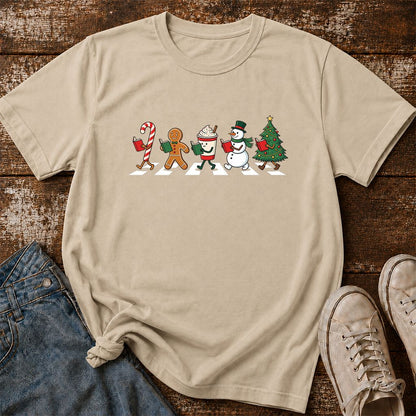 Christmas Reading Parade Printed T-Shirt | Christmas Reader Gift Sand