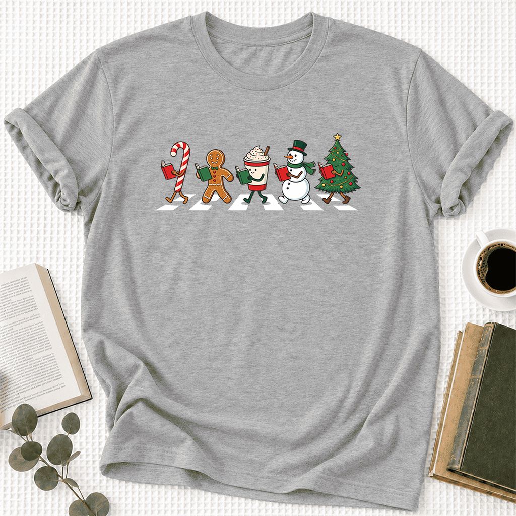 Christmas Reading Parade Ultra-Soft Cotton T-Shirt | Christmas Reader Gift Athletic Heather