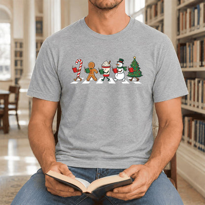 Christmas Reading Parade Ultra-Soft Cotton T-Shirt | Christmas Reader Gift Athletic Heather