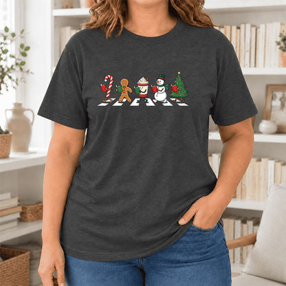 Christmas Reading Parade Ultra-Soft Cotton T-Shirt | Christmas Reader Gift Dark Grey Heather