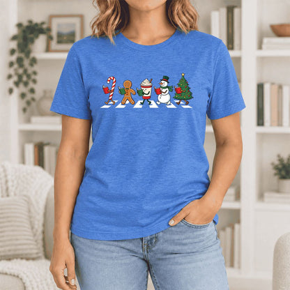 Christmas Reading Parade Ultra-Soft Cotton T-Shirt | Christmas Reader Gift Heather True Royal