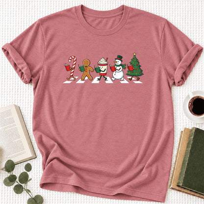 Christmas Reading Parade Ultra-Soft Cotton T-Shirt | Christmas Reader Gift Mauve