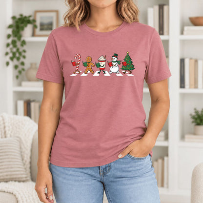 Christmas Reading Parade Ultra-Soft Cotton T-Shirt | Christmas Reader Gift Mauve