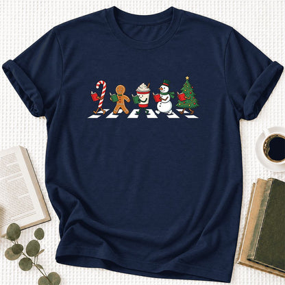 Christmas Reading Parade Ultra-Soft Cotton T-Shirt | Christmas Reader Gift Navy