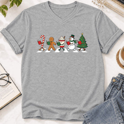 Christmas Reading Parade Ultra-Soft V-Neck | Christmas Reader Gift Athletic Heather