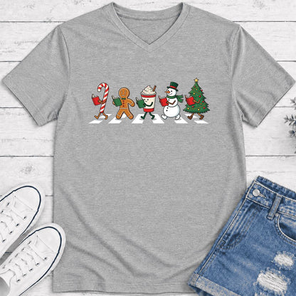 Christmas Reading Parade Ultra-Soft V-Neck | Christmas Reader Gift Athletic Heather