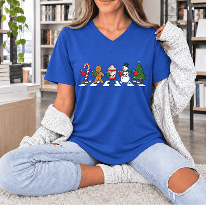 Christmas Reading Parade Ultra-Soft V-Neck | Christmas Reader Gift True Royal