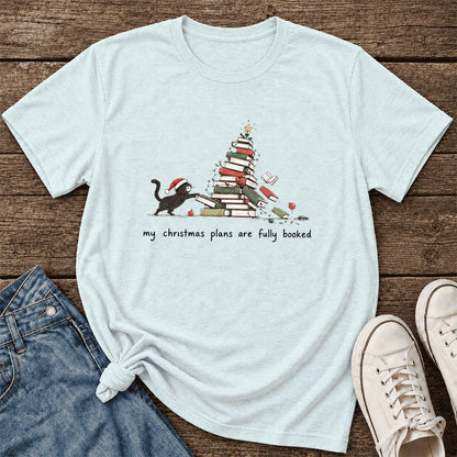 My Christmas Plans Are Fully Booked Ultra-Soft Cotton T-Shirt | Reader Gift Heather Ice Blue