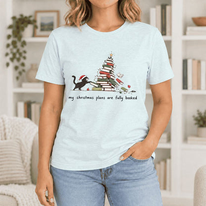 My Christmas Plans Are Fully Booked Ultra-Soft Cotton T-Shirt | Reader Gift Heather Ice Blue