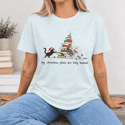My Christmas Plans Are Fully Booked Ultra-Soft Cotton T-Shirt | Reader Gift Heather Ice Blue