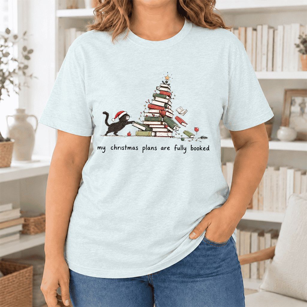 My Christmas Plans Are Fully Booked Ultra-Soft Cotton T-Shirt | Reader Gift Heather Ice Blue